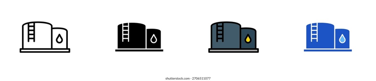 Conjunto de iconos de tanque de almacenamiento de combustible Colección de estilo múltiple