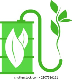 Fuel tank for biofuels. Refueling concept. The source of fuel energy is biofuels. Vector image isolated on a white background.
