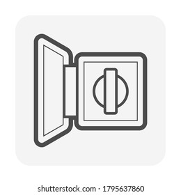 Fuel tank door or tank cover or fuel filler lid vector icon. Include fuel filler cap or fill cap inside. Device is a automotive part or opener for close, open and protection fuel tank of car, vehicle.