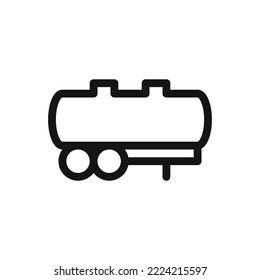 Fuel tank trailer isolated icon, oil tanker semi trailer outline vector symbol with editable stroke