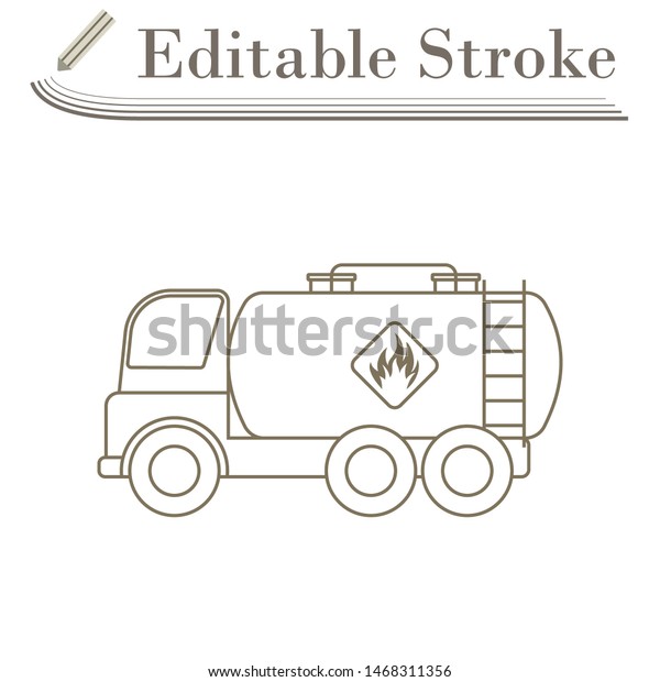Fuel Tank Truck Icon. Editable Stroke\
Simple Design. Vector\
Illustration.
