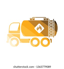 Fuel tank truck icon. Flat color design. Vector illustration.