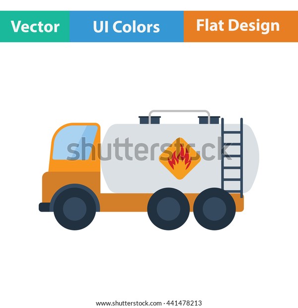 Fuel\
tank truck icon. Flat design. Vector\
illustration.