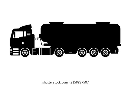 Fuel Tank Truck Industrial vehicle, heavy Equipment Silhouette Vector Illustration.