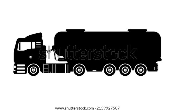 Fuel Tank Truck Industrial vehicle, heavy\
Equipment Silhouette Vector\
Illustration.