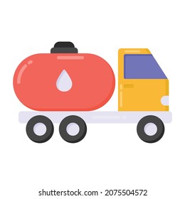 Fuel tanker flat vector, oil container icon design 