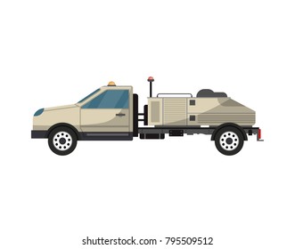 Fuel tanker isolated vector icon. Passenger airport ground technics, aviation terminal logistics and infrastructure vector illustration.