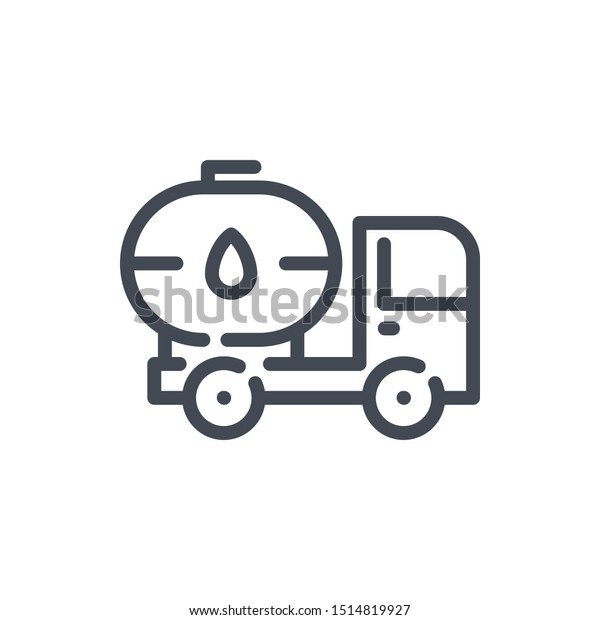 Fuel tanker truck line icon. Gas and oil trailer\
vector outline sign.