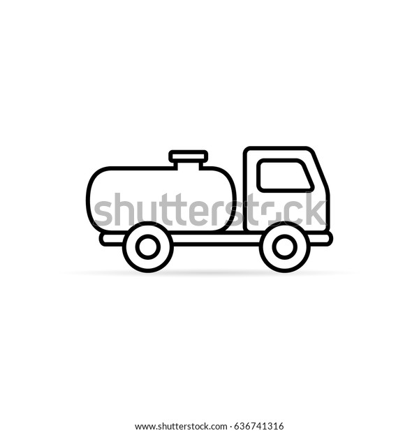 Fuel tanker truck line icon. Simple\
silhouette, vector\
illustration.