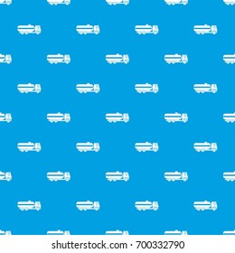 Fuel tanker truck pattern repeat seamless in blue color for any design. Vector geometric illustration
