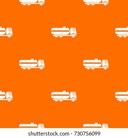 Fuel tanker truck pattern repeat seamless in orange color for any design. Vector geometric illustration