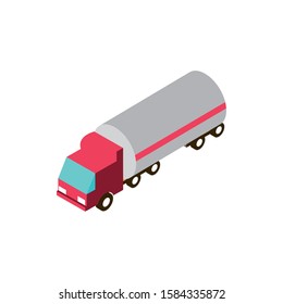 fuel tanker truck transport vehicle isometric icon vector illustration