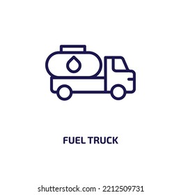 fuel truck icon from construction collection. Thin linear fuel truck, fuel, truck outline icon isolated on white background. Line vector fuel truck sign, symbol for web and mobile