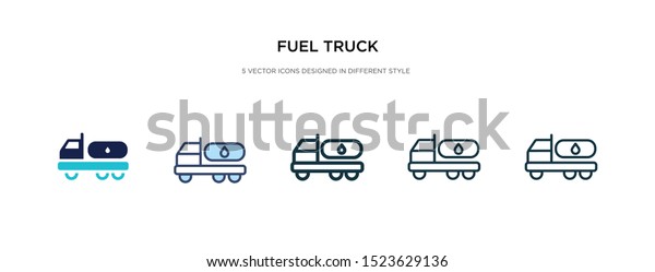 fuel truck\
icon in different style vector illustration. two colored and black\
fuel truck vector icons designed in filled, outline, line and\
stroke style can be used for web, mobile,\
ui