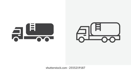 Fuel truck icon. outlined vector style.