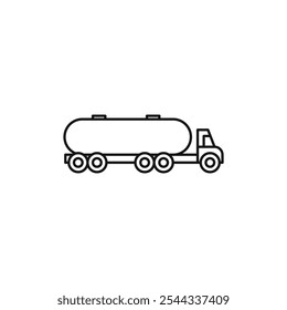 Ilustración de línea delgada plana de Vector de icono de camión de combustible