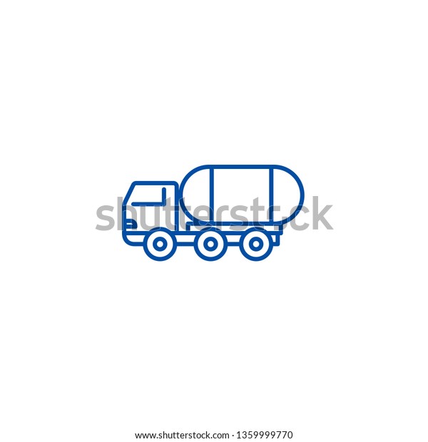 Fuel truck line icon concept. Fuel\
truck flat  vector symbol, sign, outline\
illustration.
