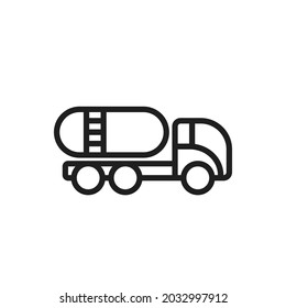 Fuel Truck Line Icon. Gasoline And Diesel Transportation Symbol. Isolated Vector Image In Simple Style