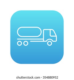 Fuel truck line icon for web, mobile and infographics. Vector white icon on the blue gradient square with rounded corners isolated on white background.