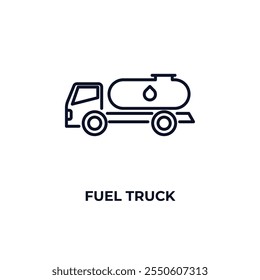 fuel truck  outline icon. Linear vector from construction concept. Thin line fuel truck  icon isolated on white background
