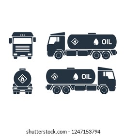 Fuel truck tanker  isolated icon on white background, oil industry