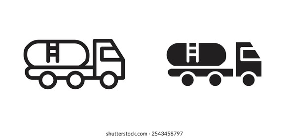 Icono de Vector de camión de combustible en negro.