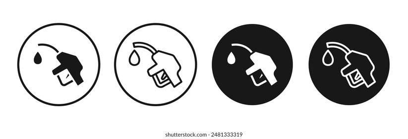 Fuel vector icon set black filled and outlined style.