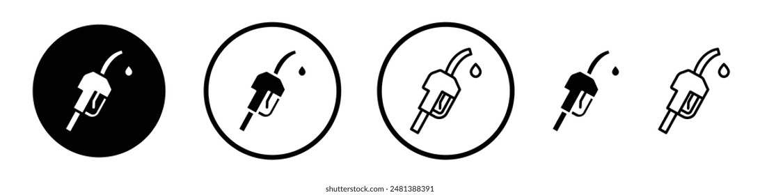 Fuel vector icon set in black and white color.