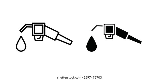 Fuel vector icon set black filled and outlined style.