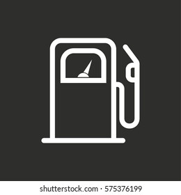Fuel vector icon. White illustration isolated on black background for graphic and web design.