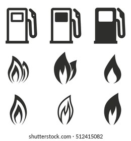 Fuel vector icons set. Black illustration isolated on white background for graphic and web design.