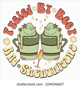 Von Bier und Shenanigans befeuert, Clipkunst von St. Patrick, Iris, Clover, Luck, Shamrocks, Green, Clover Sublimation, Bier,