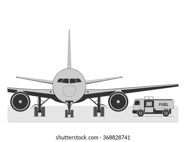 Fueling the plane. Vector illustration. EPS 10