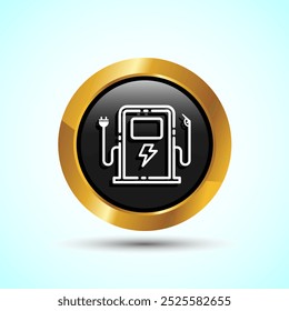 Kraftstoffzeichen Symbol Design Illustration, Kraftstoffsymbol für Apps und Websites, Gold Color Round Button Design