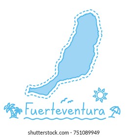 Fuerteventura island map isolated cartography canary islands