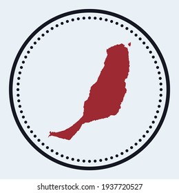 Fuerteventura round stamp. Round logo with island map and title. Stylish minimal Fuerteventura badge with map. Vector illustration.