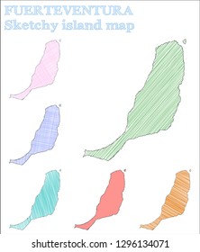 Fuerteventura sketchy island. Noteworthy hand-drawn island. Original childish style Fuerteventura vector illustration.