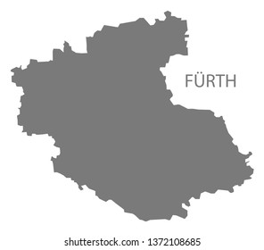 Fuerth grey county map of Bavaria Germany