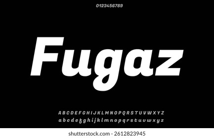 Fugaz One vector font alphabet with numbers