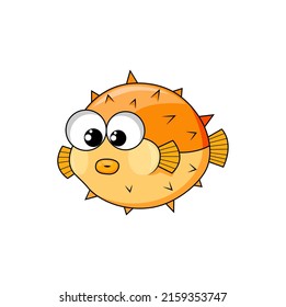 Fugu fish isolated japanese poison pufferfish funny cartoon character with cute face. Vector bogeo or bok porcupine, marine personage. Poisonous fish with puffed stomach, exotic toxic balloonfish svg