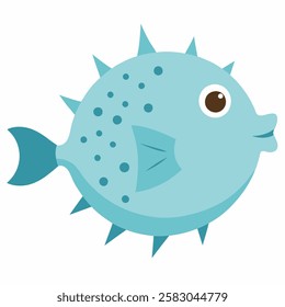 Fugu Pufferfish under water animal vector on white background.