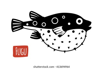 Fugu, vector illustration, cartoon style