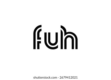 Diseño de logotipo de letra moderno único creativo de FUH. Diseño elegante del logotipo del monograma con los Elementos decorativos y la tipografía