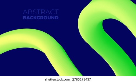 fuid 3D lime green fluid shape flows dynamically across a dark blue background, creating a modern and vibrant abstract composition.