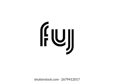 FUJ Creative Unique Modern Letter Logo Design. Elegant Monogram Logo Design with Decorative Elements and Typography
