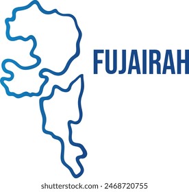 Mapa degradado azul del emirato de Fujairah, forma simplificada