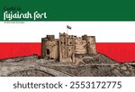 Fujairah Fort Front View in the United Arab Emirates Vector Art