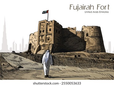 Fujairah Fort in the United Arab Emirates Vector Art