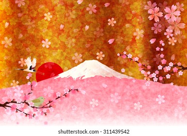 Fuji cherry tree New Year's card