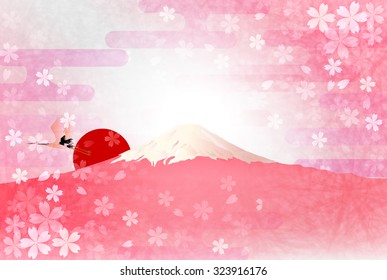 Fuji cherry tree New Year's card